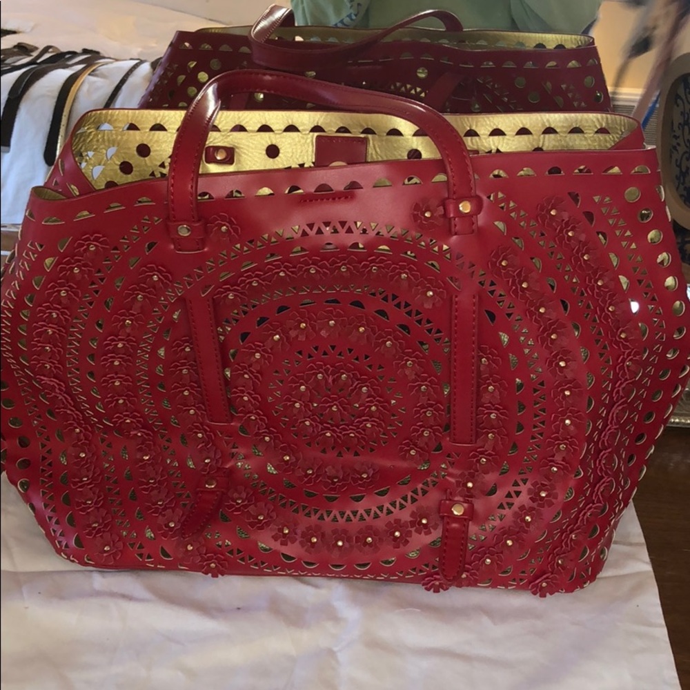 Urban Expressions Vegan Leather Red Cut-out Tote